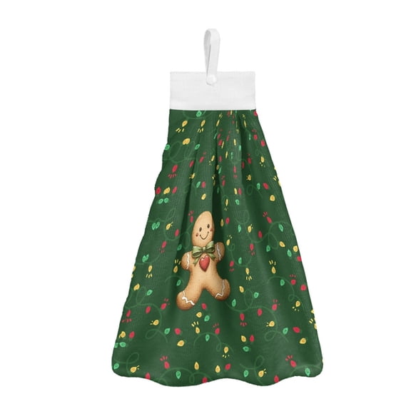 ZIATUBLE Christmas Gingerbread Man Hanging Hand Towel Soft Dish Towels for Kitchen Drying Easy to Clean Hand Towels for Bathroom with Loop Dish Towel Hand Towels Home Decor