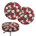 thumbnail image 1 of ZIATUBLE Christmas Holly Bar Stool Covers Round Stool Covers with Elastic Saddle Seat Covers Set of 2 Piece Stretchy Stool Covers Size L Dustproof Seat Cover for Vanity Chair Accessories, 1 of 6