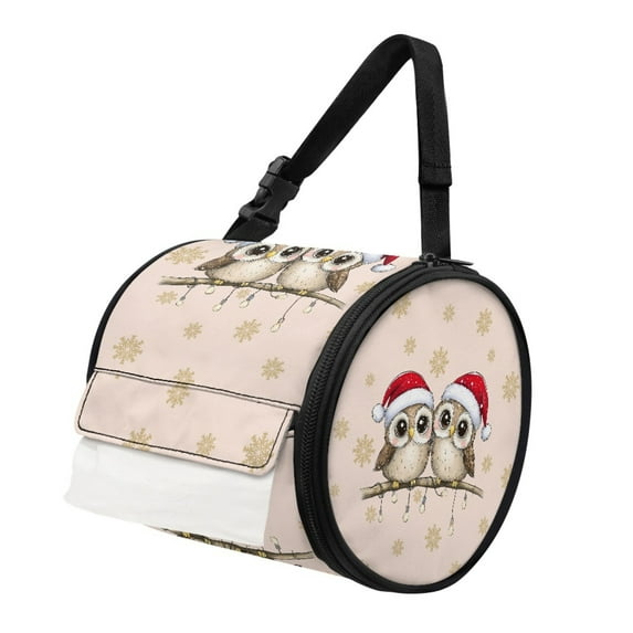 ZIATUBLE Christmas Owls Paper Dust Cover Case Snowflakes Tissue Roll Hanging Cover Stain Resistant Paper Case Storage Easy to Clean Tissue Case Storage Bag for Easy Storage and Carrying