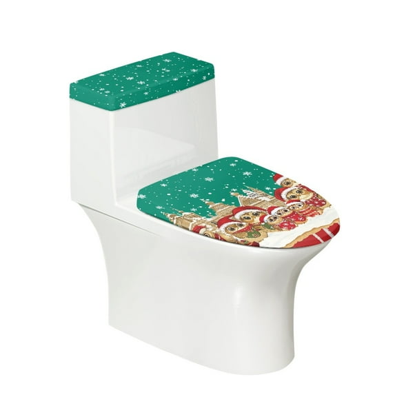 ZIATUBLE Christmas Owls Toilet Lid Cover and Toilet Tank Cover Snowflakes Toilet Dust Cover Set Easy to Clean Toilet Seat and Tank Lid Cover Set 2 Pack Reusable Toilet Cover Set