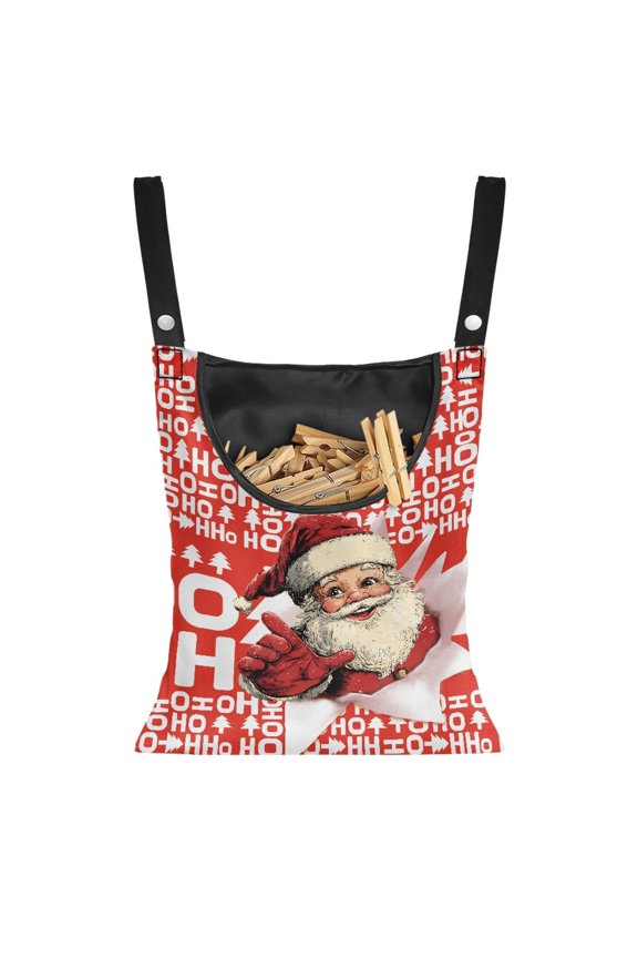 Christmas Santa Claus Clothespin Bag Holder Washable Hanging Storage Organizer Rack Abrasion Resistant Clothespin Bag Hanging Storage Organizer for Laundry Room
