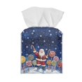 thumbnail image 1 of ZIATUBLE Christmas Santa Claus Square Tissue Box Cover Snowflakes PU Tissue Box Cover Cute Soft Napkin Organizer Dispenser Washable Facial Napkin Box Holders Accessories Decor, 1 of 7