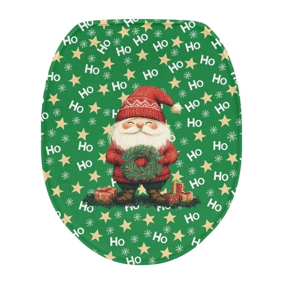 ZIATUBLE Christmas Santa Claus Toilet Lid Seat Cover with Elastic Edge Toilet Protector Cover Decorative Toilet Seat Covers Lids Reusable Toilet Top Lid Cover Home Accessories Decor