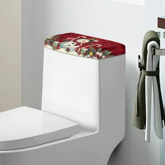 ZIATUBLE Christmas Snowflake Toilet Tank Dust Cover Snowmen Toilet Tank Cover Protector Toilet Tank Lid Covers for Bathroom Stretchable Toilet Tank Lid Replacement Kit Home Decor
