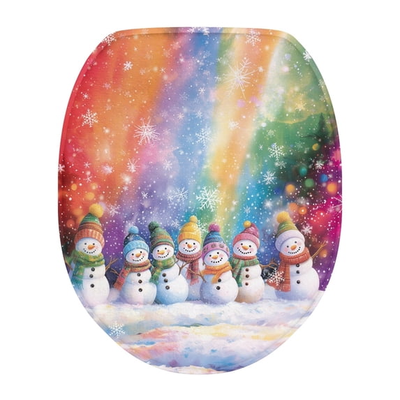 ZIATUBLE Christmas Snowflakes Toilet Lid Dust Cover Snowman Toilet Lid Covers Elongated Seat Protector Cover Decorative Toilet Seat Covers Lids Easy to Clean Toilet Seat Covers