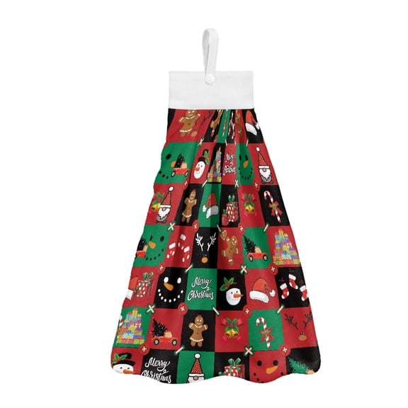 ZIATUBLE Christmas Snowman Hand Towels Gingerbread Man Hanging Kitchen Dish Towel Set 2 Pack Reusable Dish Towel Hand Towels Quick Dry Hand Towels for Bathroom Soft Dish Hand Towel