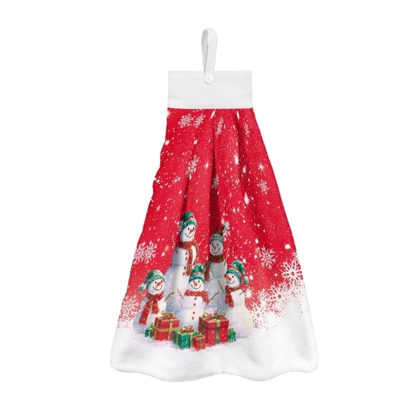 ZIATUBLE Christmas Snowman Hanging Hand Towels Snowflakes Dish Towels for Bathroom Decorative Kitchen Hand Towels and Washcloths Fast Drying Hanging Kitchen Towel with Loop