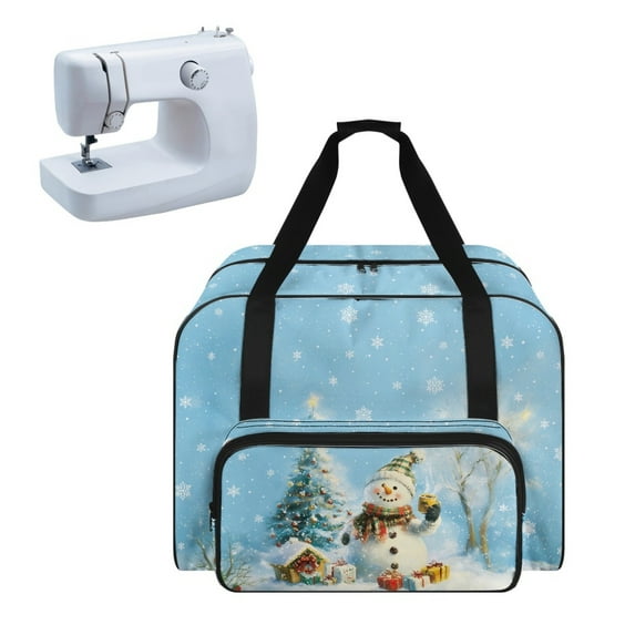 ZIATUBLE Christmas Snowman Sewing Machine Storage Bags Trees Portable Carrying Totes Stain Resistant Sewing Machine Organizer and Storage Large Capacity Sewing Machine Cases