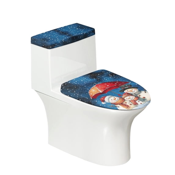 ZIATUBLE Christmas Snowman Toilet Lid Covers Set of 2 Snowfalkes Toilet Seat and Tank Lid Cover Set Soft Seat Covers Tank Lip Covers Reusable Toilet Top Cover Indoor Xmas Decor