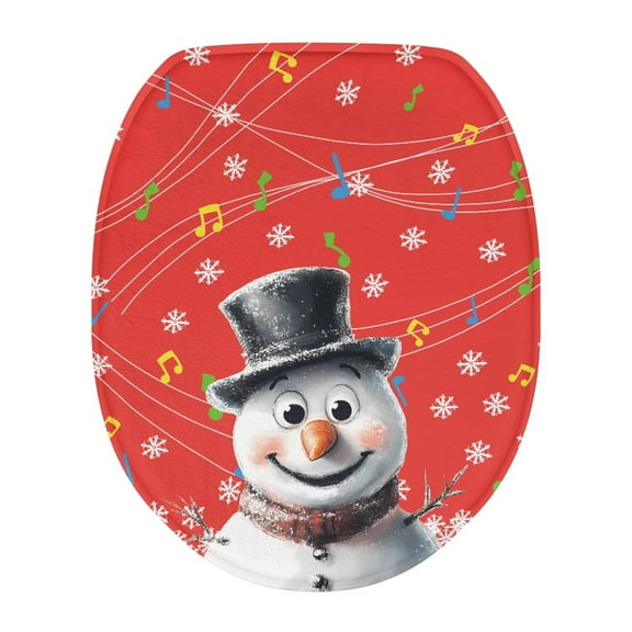 ZIATUBLE Christmas Snowman Toilet Lid Dust Cover Snowflake Toilet Lid Covers for Bathroom Round Toilet Seat Lid Covers Soft for Bathroom Portable for Travel Fits Most Toilet Lids