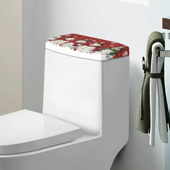 ZIATUBLE Christmas Snowman Toilet Tank Top Cover Snowflakes Toilet Tank Dust Cover with Stretch Edges Toilet Cover Lid Protective Cover Dustproof Toilet Tank Lids Covers