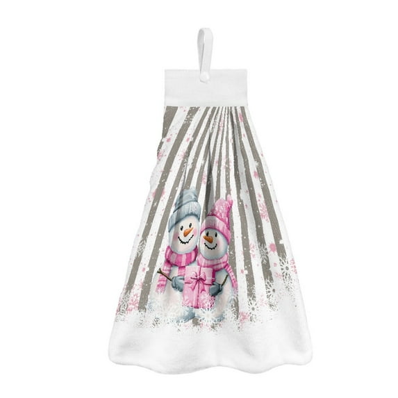 ZIATUBLE Christmas Snowmen Kitchen Hand Towels Snowflakes Hand Towels Loop Breathable Bathroom Hand Towels Quick Dry Dish Towel Hand Towels with Hanging Loop Hand Tie Towel
