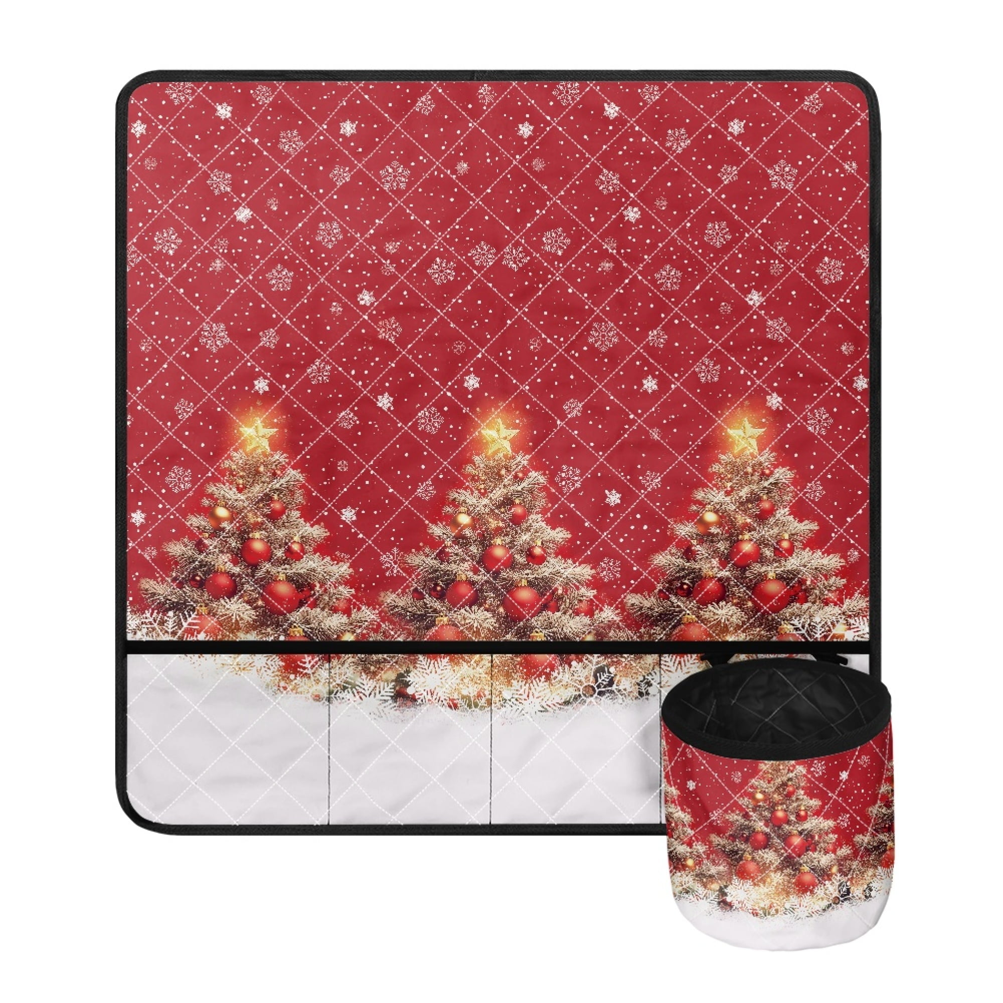 ZIATUBLE Christmas Tree Sewing Machine Pad Snowflakes Sewing Machine