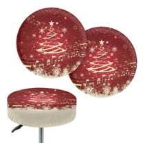 ZIATUBLE Christmas Trees Music Bar Stool Slipcovers Soft Bar Stool Seat Cover 2 Pack Dustproof Seat Cover for Vanity Chair 12-14 Inch Stool Seat Replacement Cover Fit for Round Stool