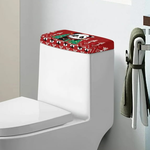 ZIATUBLE Christmas Trees Toilet Tank Dust Cover Panda Toilet Protector Cover Washable Toilet Bowl Tank Covers for Bathroom Dustproof Toilet Tank Lid Home Indoor Decoration