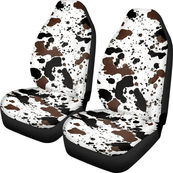 ZIATUBLE Cow Print Car Bucket Seats Protector Soft Car Seat Covers Front Seats Only Set of 2 Auto Interior Seat Protector Universal Fit Most Cars Women Men Car Decoration Accessories