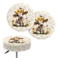 thumbnail image 1 of ZIATUBLE Cow Print Chairs Decorative Cover 2 Pcs Sunflower Cow Padded Bar Stool Covers Round 14"-16" Removable Stool Cushion Slipcovers for Chairs Set 2 Pack Fit for Round Stool, 1 of 6