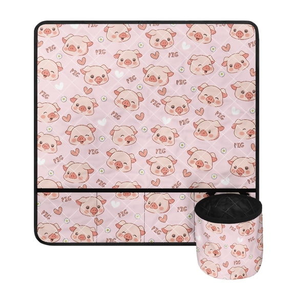 ZIATUBLE Cute Pig Sewing Machine Mat Reduce Vibration Pad Organizer with Pockets for Sewing Machine Sewing Machine Muffling Mat with Pockets Waterproof Sewing Machines Kit