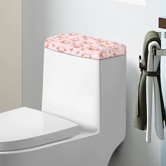ZIATUBLE Cute Pigs Toilet Cover Toilet Tank Dustproof Toilet Tank Cover Protector Toilet Tank Covers for Bathroom Reusable Toilet Lid Cover Dust Cover Easy to Clean Toilet Top Cover