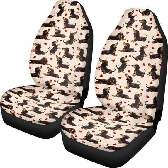 ZIATUBLE Dachshund Heart Pattern Car Seat Covers for Women 2 Pcs Easy to Install Front Seat Covers for Cars Universal Fit Cars Sedan SUV Auto Interior Seat Protector Car Decoration Accessories