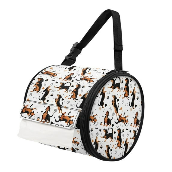 ZIATUBLE Dachshund Toilet Paper Holder Round Paper Towel Storage Bag Stain Resistant Tissue Roll Hanging Cover Universal Carrying and Storage Case Foldable Paper Pouches for Organization