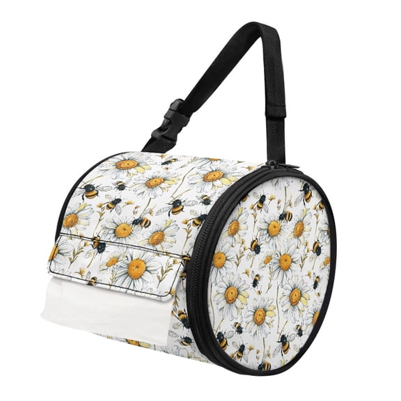 ZIATUBLE Daisy Bees Dispenser Tissue Holder Dustproof Carrier Bag and Case Stain Resistant Camping Tissue Box Hand Lightweight Paper Pouches for Organization Decor Accessories