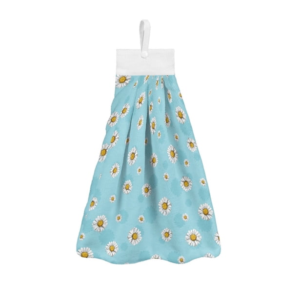 ZIATUBLE Daisy Hanging Kitchen Towel Reusable Hanging Dual-Purpose Hand Towel Lightweight Hand Towels for Bathroom Absorbent Hanging Dish Towels Elastic Hanging Dish Towels