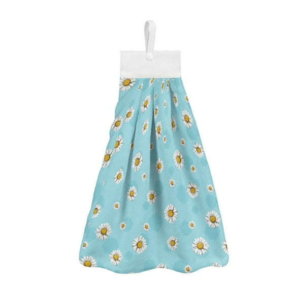 ZIATUBLE Daisy Hanging Kitchen Towel Reusable Hanging Dual-Purpose Hand Towel Lightweight Hand Towels for Bathroom Set of 3 Absorbent Hanging Dish Towels Elastic Hanging Dish Towels