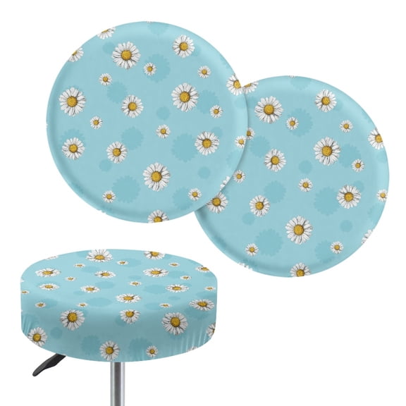 ZIATUBLE Daisy Stool Covers Cushion Anti Slip Stool Covers Chair Slipcovers Size S Comfortable Dust Protective Cover Pack of 2 Stretchy Stool Covers Fit for Most of Regular Size Round Stool