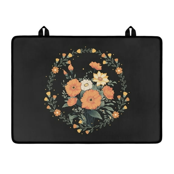 ZIATUBLE Electric Stove Top Cover Induction Cooktop Mat Anti-Scratch Glass Ceramic Top Stove Cover Protector Polyester Surface Rubber Backing Flat Top Stove Cover, 29 x 21 Inch, Floral Black