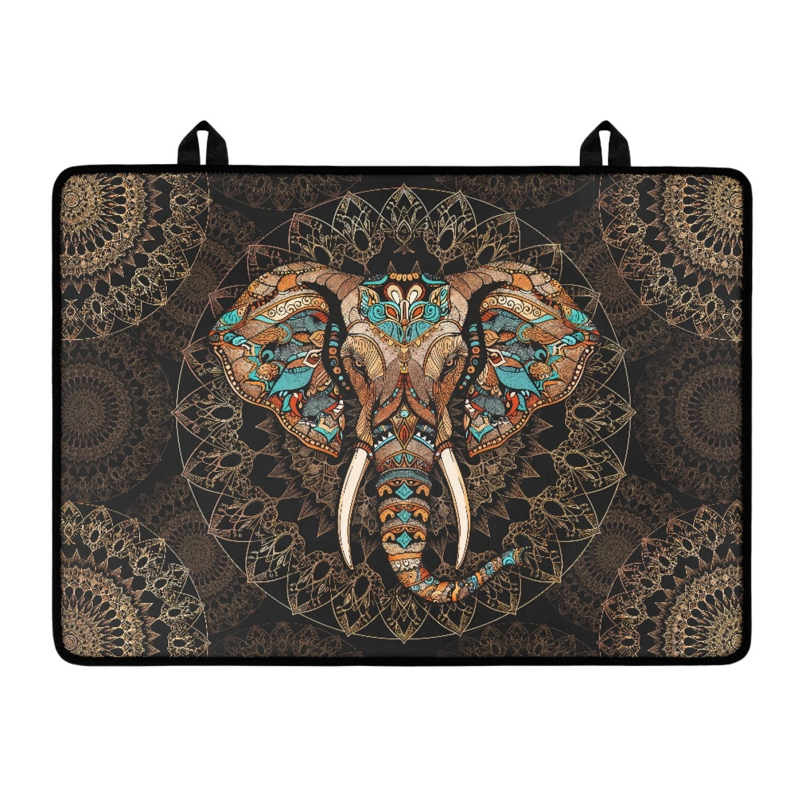ZIATUBLE Flat Top Stove Cover Mat Versatile Stove Top Cover for Electric Stove Glass Ceramic Top Stove Cover Induction Cooktop Mat Kitchen Decor, 29 x 21 Inch, Bohemia Mandala Flower Elephant