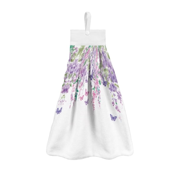 ZIATUBLE Floral Hanging Hand Dry Towels Butterfly Hanging Kitchen Dish Towel Set 3 Piece Machine Washable Bathroom Hand Bath Towel Lightweight Dish Cloths Towel Soft Tea Towels Accessories Indoor