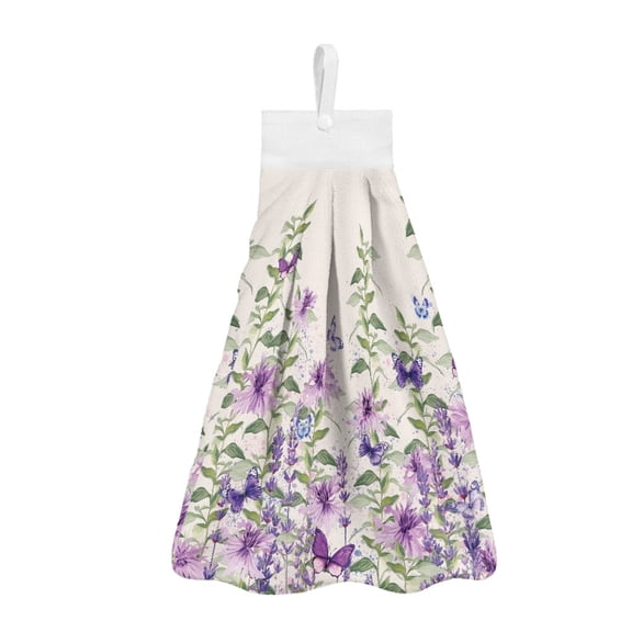 ZIATUBLE Floral Hanging Hand Towel Butterfly Hand Towels for Kitchen Soft Bathroom Hand Bath Towel Fast Drying Kitchen Hand Towels and Washcloths Elastic Dish Cloths Towel