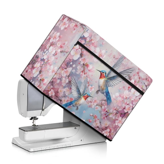 ZIATUBLE Floral Hummingbird Pattern Sewing Machine Cover Soft Sewing Machine Protector Cover Easy to Clean Sewing Machine Dust Cover with Storage Pocket Fits Most Sewing Machines
