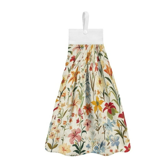 ZIATUBLE Floral Kitchen Hand Towels with Hanging Loops Hand Towels for Bathroom Easy to Install Hanging Dish Towels Set 3 Pack Breathable Dish Towel Hand Towels Lightweight Hand Tie Towel