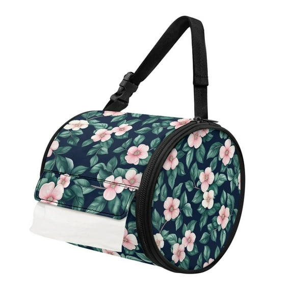 ZIATUBLE Floral Paper Towel Holder Green Leaves Paper Dust Cover Case with Smooth Zipper Hanging Toilet Paper Dispenser Kitchen Paper Towel Holder Organizer Lightweight Storage Bags
