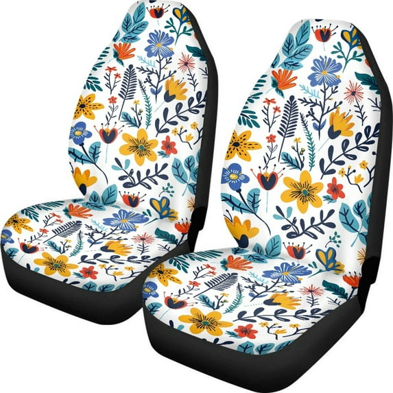 ZIATUBLE Floral Plants Front Auto Seat Cover Stretchy High Back Bucket Seat Covers Pack of 2 Comfortable Auto Seat Protectors Car Interior Accessories for Vehicles for Trucks Van SUV