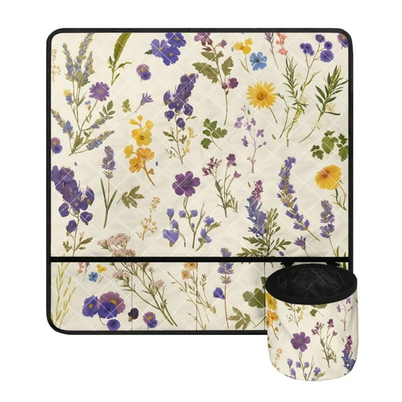 ZIATUBLE Floral Sewing Machine Mat for Table Plants Dustproof Sewing Machine Mat with Pockets Pattern Universal Sewing Machine Pad for Table with Extra Removable Storage Pockets