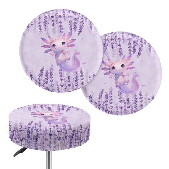 ZIATUBLE Flower Axolotl Round Stool Cover Cushion Universal Stool Seat Cover Protector Set 2 Pack Comfortable Stool Seat Replacement Cover 14"-16" Soft Stool Cushion Covers Circle