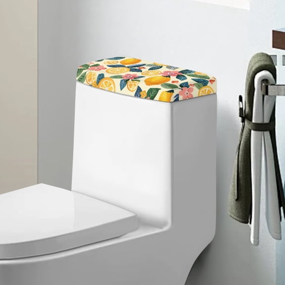 ZIATUBLE Flower Lemon Toilet Water Tank Cover Reusable Toilet Mat Protective Cover Easy to Clean Toilet Lid Cover Tank Covers Standard Toilet Tank Cover Home Indoor Decor
