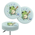 thumbnail image 1 of ZIATUBLE Frog Music Round Stool Cover Cushion Washable Chair Seat Cushion Slipcover Set 2 Piece Stain Resistant Round Stool Covers with Padding 13"-15" Protector Covers for Bar Home Hotel, 1 of 6
