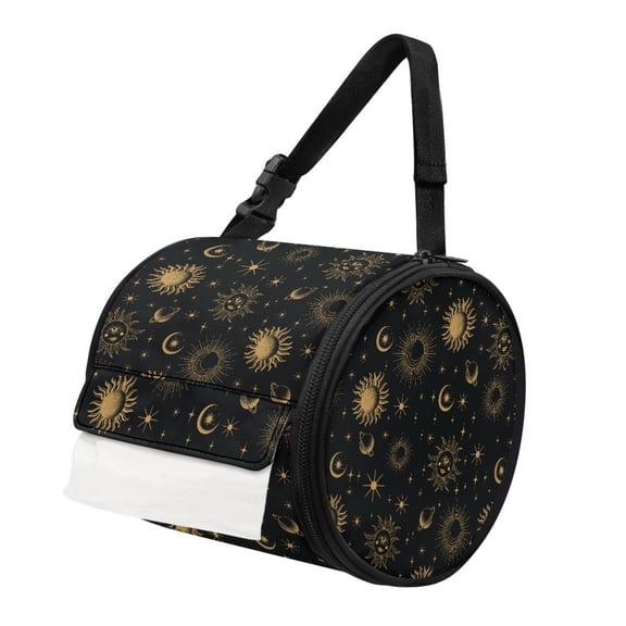 ZIATUBLE Galaxy Moon Hanging Tissue Paper Holder Round Tissue Paper Dispenser Organizer Foldable Paper Dust Cover Case Universal Carrying and Storage Case Tissue Accessory Decorations