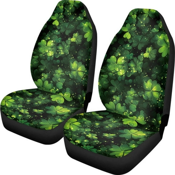 ZIATUBLE Green Leaves Car Seat Dust Cover Universal High Back Design Front Seats Only 2 Piece Auto Seat Protectors for Vehicles for Most Cars SUV Sedan Car Interior Accessories Decoration