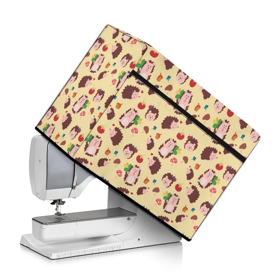 ZIATUBLE Hedgehogs Sewing Machine Dust Cover Mushroom Pattern Sewing Machine Protect Cover Foldable Sewing Machine Cover with Storage Pocket for Most Standard Sewing Machines Cover