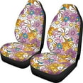 thumbnail image 1 of ZIATUBLE Hippie Daisy Car Seat Dust Cover Polyester Bucket Front Seats Cover for Cars Auto Interior Accessories 2 Pcs Easy to Install Stretch Vehicle Bucket Seat Cover for Trucks Van SUV, 1 of 7