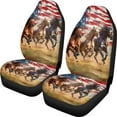 thumbnail image 1 of ZIATUBLE Horse American Flag Front Auto Seat Cover Stretch Vehicle Bucket Seat Cover Set 2 Packs Fit for Car Truck SUV for 4 of July Vehicle Protector Front Seats Covers Car Decor Accessories, 1 of 7