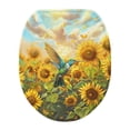 thumbnail image 1 of ZIATUBLE Hummingbird Toilet Lid Seat Cover Sunflower Toilet Lid Cover Round Toilet Protector Cover Soft Stretchable Toilet Lid Covers Full Coverage Design Toilet Seat Covers, 1 of 6