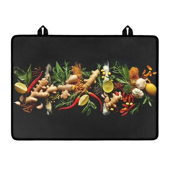 ZIATUBLE Induction Cooktop Cover Multipurpose Electric Stovetop Cover Glass Ceramic Top Stove Cover Range Cover Protector for Electric Stove, 29 x 21 Inch, Lemon Ginger Chili Pepper Seasoning