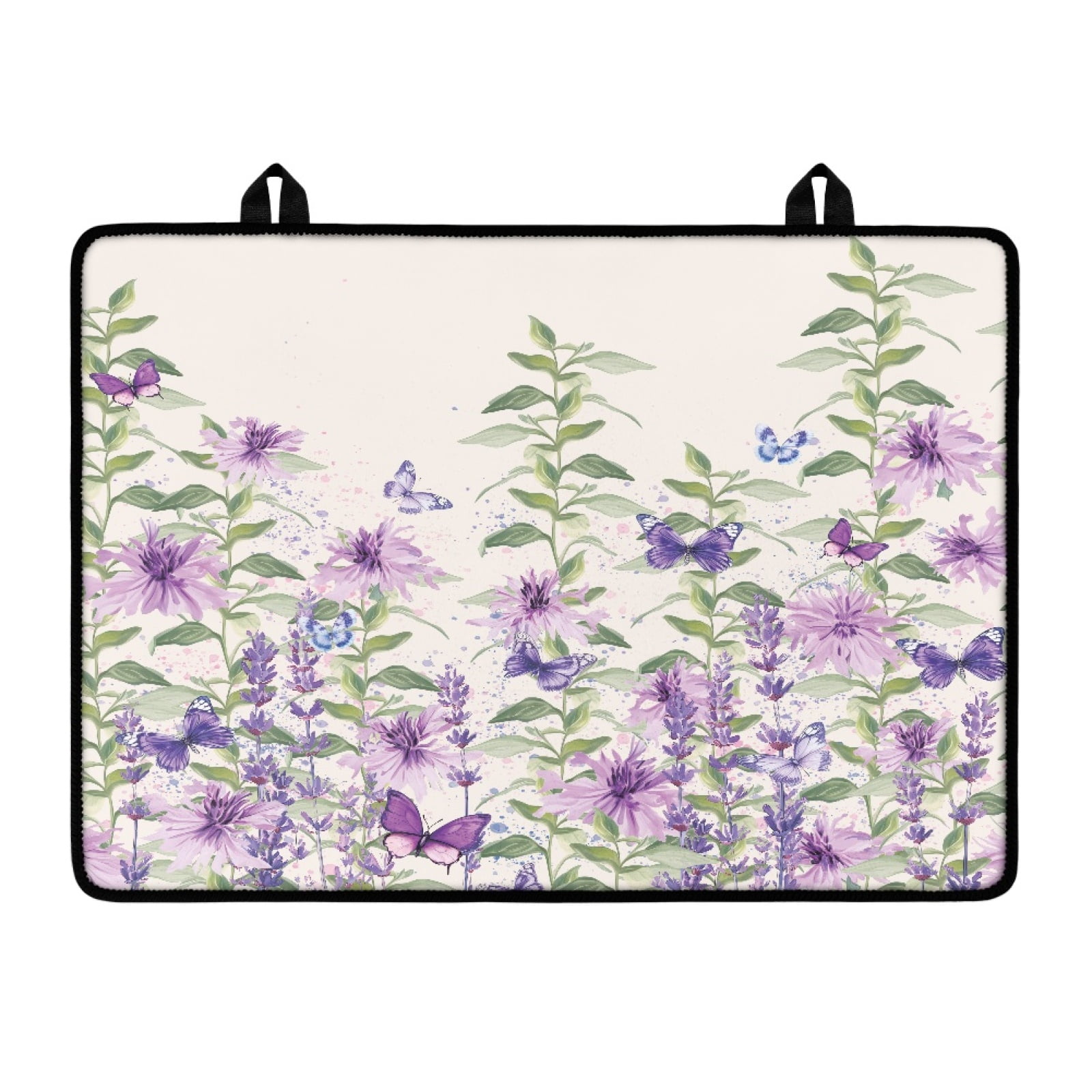 ZIATUBLE Induction Cooktop Cover Multipurpose Electric Stovetop Cover Glass Ceramic Top Stove Cover Range Cover Protector for Electric Stove, 29 x 21 Inch, Butterfly Flower Beige