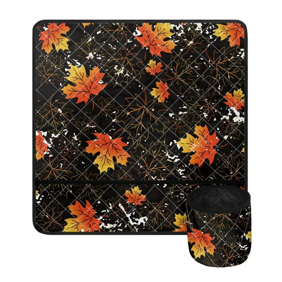 ZIATUBLE Maple Leaves Sewing Machine Cross Stitching Mat Thanksgiving Fall Sewing Machines Pad with Storage Bag to Store Bobbins Lightweight Sewing Machine Non Slip Organizer Mat